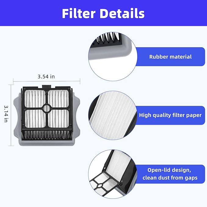 Replacement Parts Compatible with Tineco Floor One S5 / S5 Pro / S5 Pro 2 / S5 Blue Vacuums, 2 Roller Brushes & 4 Filters Accessories Kit (𝗡𝗢𝗧 𝗳𝗼𝗿 𝗦𝟱 𝗖𝗼𝗺𝗯𝗼 / 𝗦𝟱 𝗦𝘁𝗲𝗮𝗺)