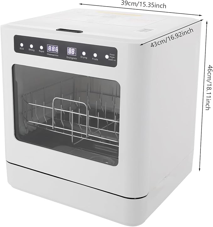 Countertop Dishwasher with 4 Washing Modes, 800W Portable 6.8L Dishwashers for Homes & Dormitories 4-6 Place Settings