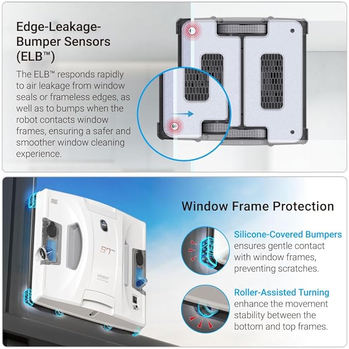 HOBOT S7 Pro Window Cleaning Robot | Dual Mop Polish Hand Wiping Technology, 15nm Ultrasonic Spray, 4800Pa Suction | Automatic Window Washer Robot for Framed/Frameless Glass, Indoor & Outdoor Use