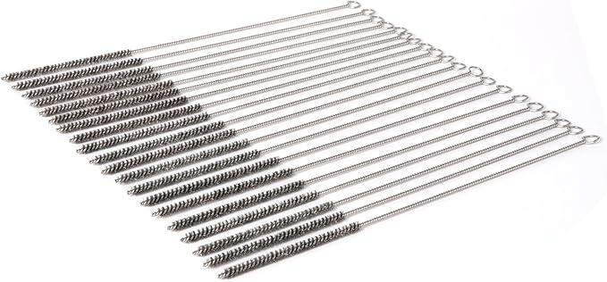 12 Inch Pipe Cleaning Brush Set with Stainless Steel Bristles, Steel Wire Tube Brush Kit for Auto Parts Polishing, Machining, Bottles, Tubes, Etc.（6mm-20pcs）