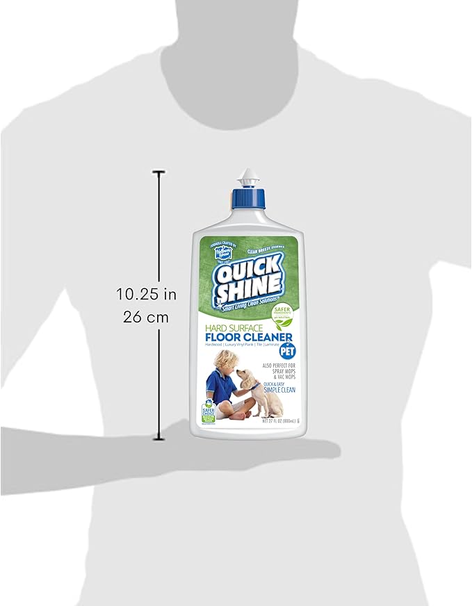 Quick Shine Plant Based Pet Floor Cleaner 27 oz, 2Pk | Ready to Use, Removes Dirt, Streak Free, No Rinse | Hardwood, Laminate, Luxury Vinyl Plank LVT, & Tile | Safer for Kids, Pets & Our Environment