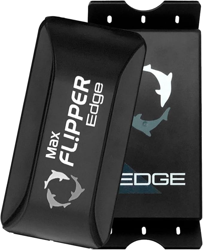 FLIPPER EDGE MAX Magnetic 2-in-1 Aquarium Cleaner for Glass and Acrylic Tanks up to 1 Inch (24mm) Thick – Dual Blade Design with Floating Algae Scraper and Cleaning Tool – Black