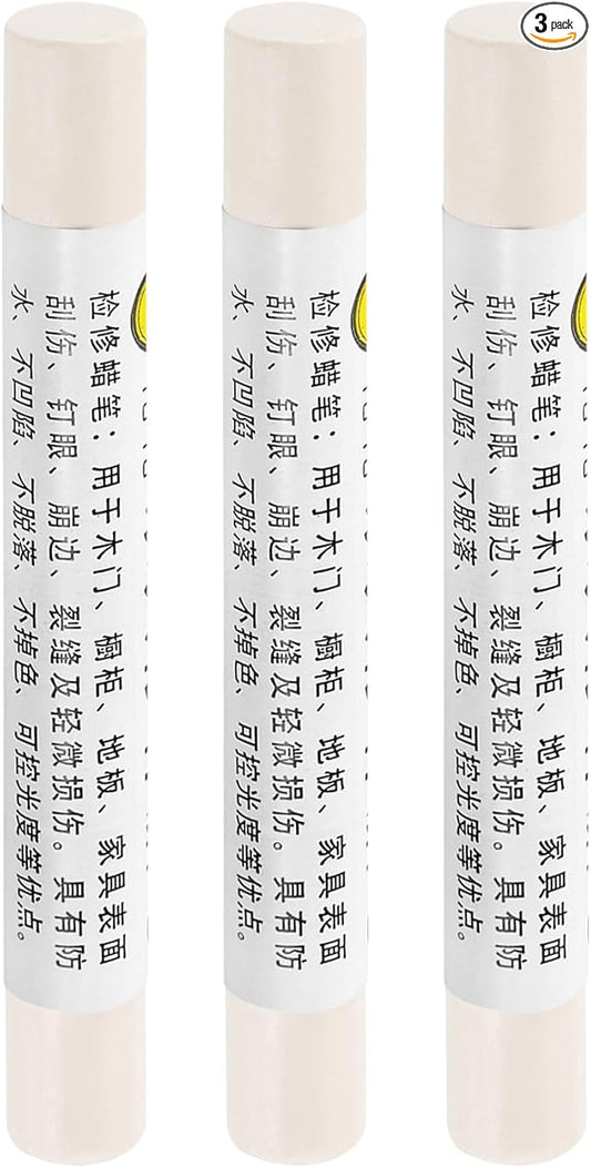 uxcell Furniture Repair Crayons, 3Pcs - Wood Wax Filler Stick, Furniture Markers Touch Up - for Scratches Holes Tables Desks Wooden Floors Cover Ups, Milky White