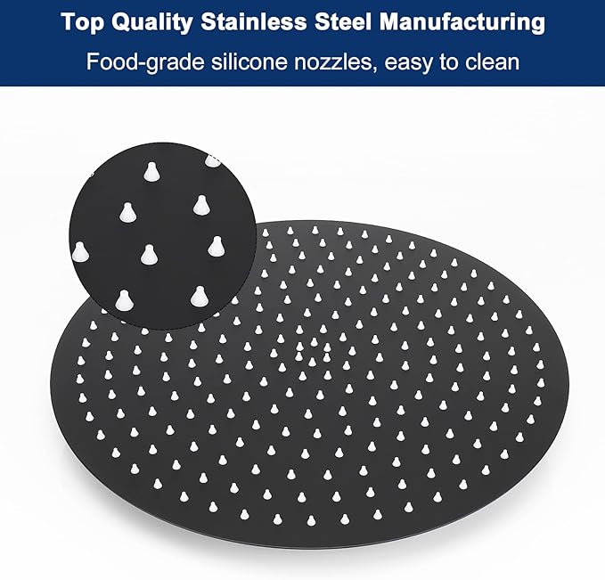 NearMoon Rain Shower Head, Ultra-Thin Design-Pressure Boosting, Awesome Some Experience, High Flow Stainless Steel Rainfall Head (16 Inch, Matte Black)