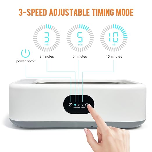 MTWML Ultrasonic Glasses Cleaning Machine,49Khz 22Oz Jewelry Clean Machine with 3 Modes Timer for Ring Earring Dentures Necklaces Watch Strap Keycap Earrings 304 Stainless Steel Tank(640ML)