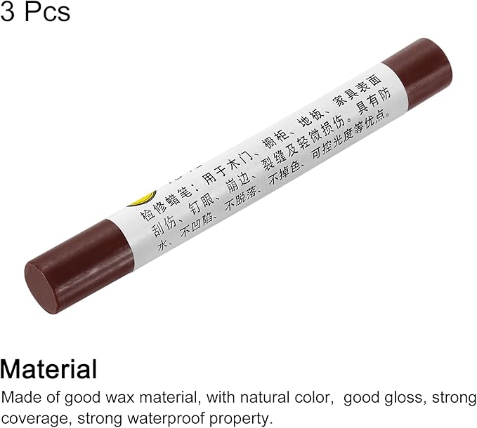 uxcell Furniture Repair Crayons, 3Pcs - Wood Wax Filler Stick, Furniture Markers Touch Up - for Scratches Holes Tables Desks Wooden Floors Cover Ups, Red Cherry