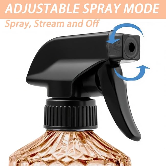 Glass Plant Mister Spray Bottle, 15oz Refillable Water Bottle Spray, Reusable Adjustable Nozzle Plant Mister Spray Bottles Indoor, Plant Mister for Hair, Cleaning, Gardening, Pets Care (Orange)