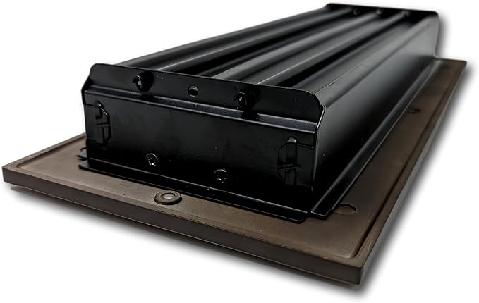 Madelyn Carter 4 x 12 Cast Aluminum Linear Vent Cover with Damper - Oxidized Bronze (Overall: 5.75 x 13.75) | Floor Register - Wall Register