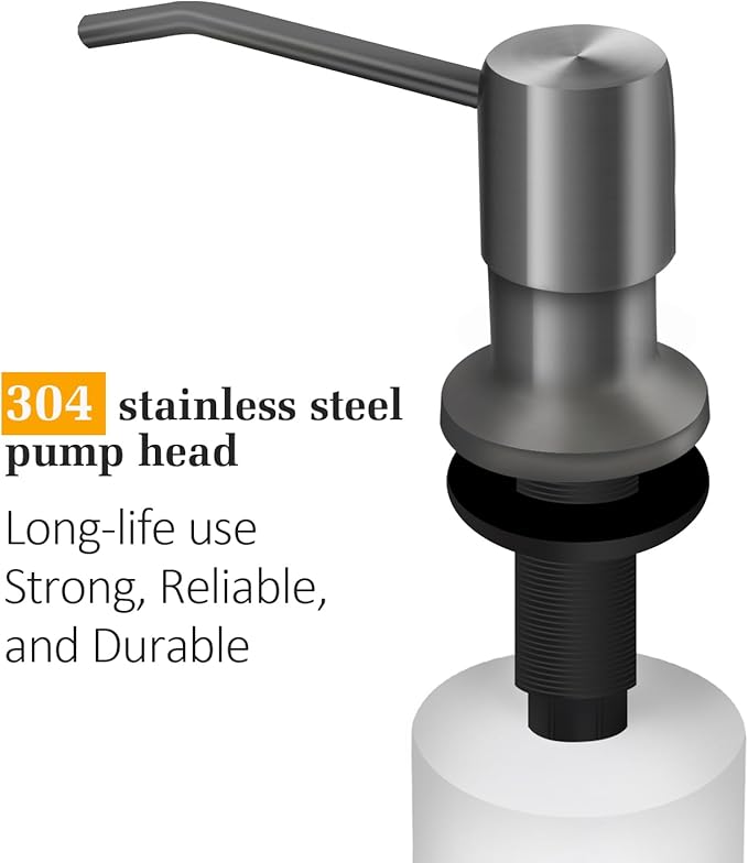 Soap Dispenser for Kitchen Sink, Built in Sink Soap Dispenser Lotion Dispenser with 17 OZ Bottle, Refill from The Top Bar Sink Soap Dispenser, Gray