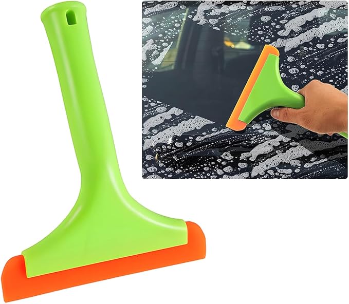 Small Silicone Window Squeegee, Car Windshield Silicone Squeegee, Auto Windshield Water Blade Scraper with 5.9 Inch Blade and Non-Slip Handle for Window, Mirror, Glass Door (Light Green)