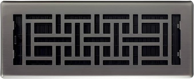 Decor Grates (4-Pack) AJH412-GM Oriental Floor Register, 4x12 Inches, Gun Metal Finish