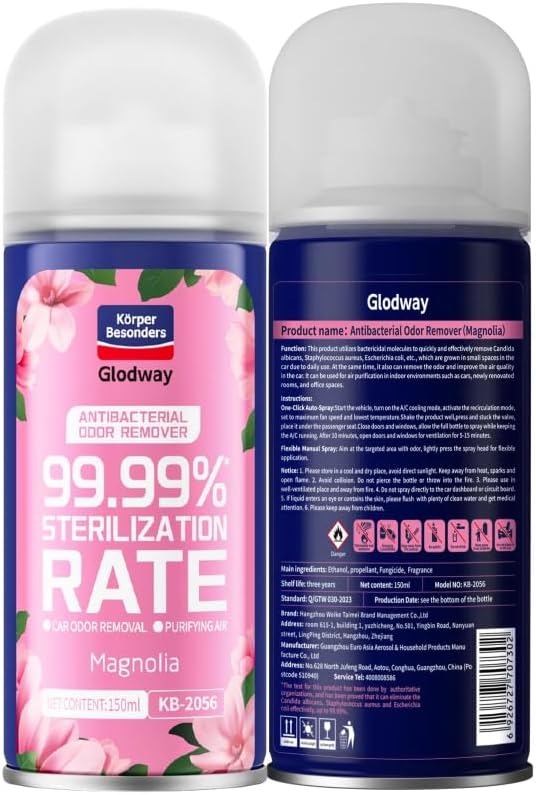 Glodway Air Refresher,Odor Eliminator Remover Spray,Odor Remover,Magnolia Long-Lasting Scent For Home,Couch,Mattress,Furniture, bathroom,Fabrics & Trash,6 Ounce,4 pack