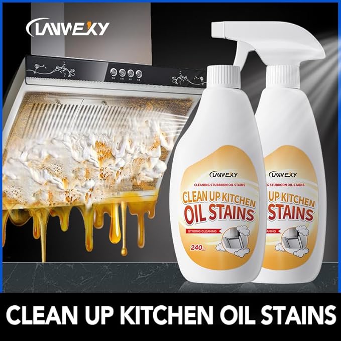 LANWEXY-Heavy Duty Glass Stove Top Oven Bbq Grill Microwave Cooktop Cleaner Spray、For Outdoor Grill Electric Stove Top、Non Toxic Fume Free (3 bottles【Recommended for heavy oil stains】)