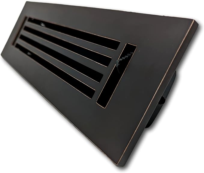 Madelyn Carter 2 x 10 Cast Aluminum Linear Vent Cover with Damper - Oxidized Bronze (Overall: 3.75 x 11.75) | Floor Register - Wall Register