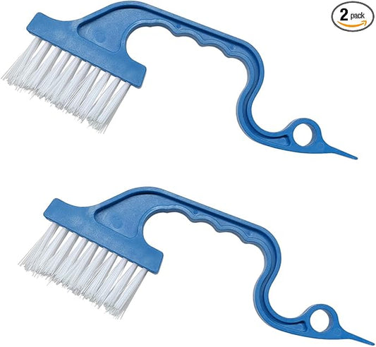 2PCS Car Crevice Cleaning Brush, Window Cleaner Tool, Plastic Detailing Brush with Ergonomic Handle, Hard Bristle Window Track Cleaner, Car Cleaning Tools for Home, Bathroom (Blue)