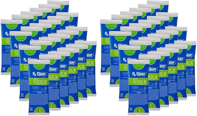 Rx Clear Super Shock for Swimming Pools | Chlorinator and Algaecide | 68% Calcium Hypochlorite Shock | Kill Pool Algae for a Crystal Clear Pool | One Pound Bags | 48 Pack