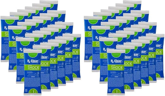 Rx Clear Super Shock for Swimming Pools | Chlorinator and Algaecide | 68% Calcium Hypochlorite Shock | Kill Pool Algae for a Crystal Clear Pool | One Pound Bags | 48 Pack