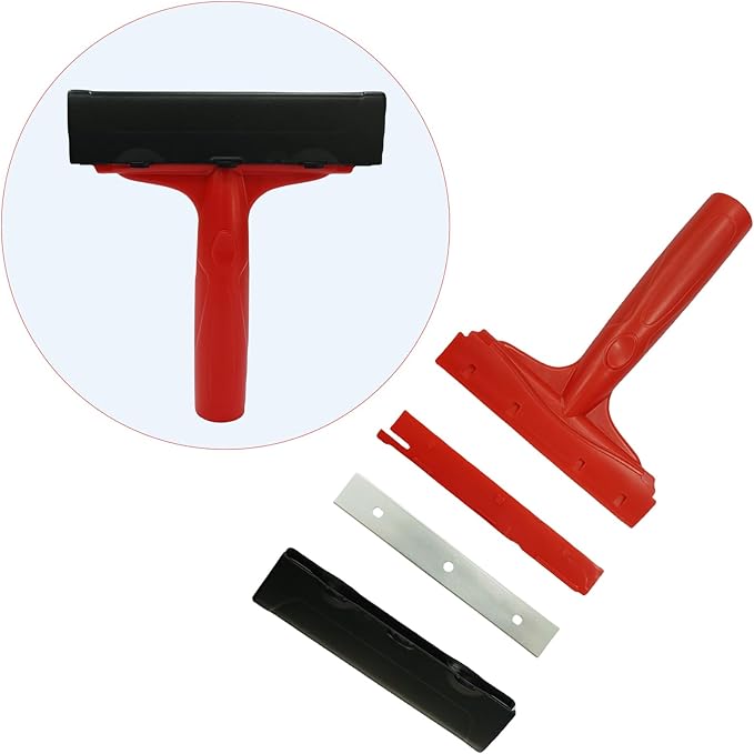 6 inch Razor Blade Scraper with 25Pcs Double-Edged Stainless Steel Blades for Removing Labels,Decals,Stickers,adhesive,Caulk,Paint from Glass,Stove Top,Window,Walls,Mirror,Tile
