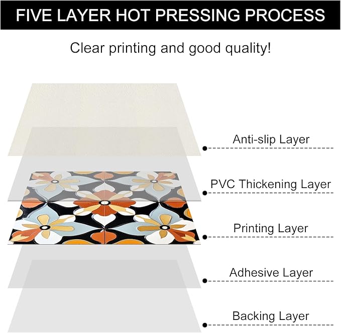 10PCS 12x12 Inch Retro Floral Pattern Peel and Stick Floor Tiles Removable Self Adhesive Vinyl Flooring Stickers for Kitchen Bathroom Living Room Entryway Home Decor