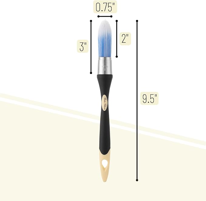 Bates- Trim Paint Brush, 0.75 Inch, Ergonomic Non-Slip Handle, Synthetic Bristles, Trim Brushes for Painting, Black & Cream