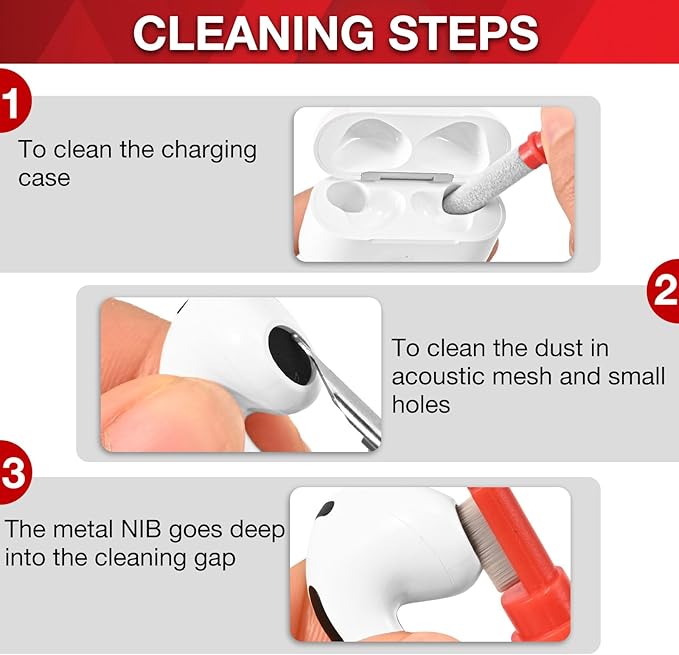 Soft Brush Keyboard Cleaner, Computer Cleaning Tool Kit, 7 in 1 Multipurpose Corner Slit Duster Keycap Puller and Soft Microfiber Brush for Bluetooth Headset Lego Airpods Laptop Camera Lens
