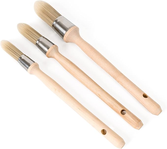 Trim Painting Tool, 3 Packs with 0.6Inch, 0.75Inch, 1Inch Small Paint Brushes for Walls, Touch Up, Edge Painting Tool, Round Paint Brush for House Wall Edges, Trim Paint Brushes
