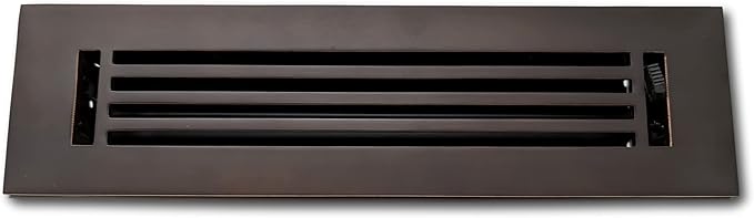 Madelyn Carter 2 x 10 Cast Aluminum Linear Vent Cover with Damper - Oxidized Bronze (Overall: 3.75 x 11.75) | Floor Register - Wall Register
