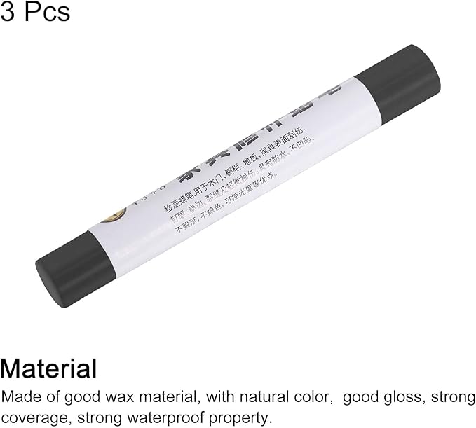 uxcell Furniture Repair Crayons, 3Pcs - Wood Wax Filler Stick, Furniture Markers Touch Up - for Scratches Holes Tables Desks Wooden Floors Cover Ups, Night Gray