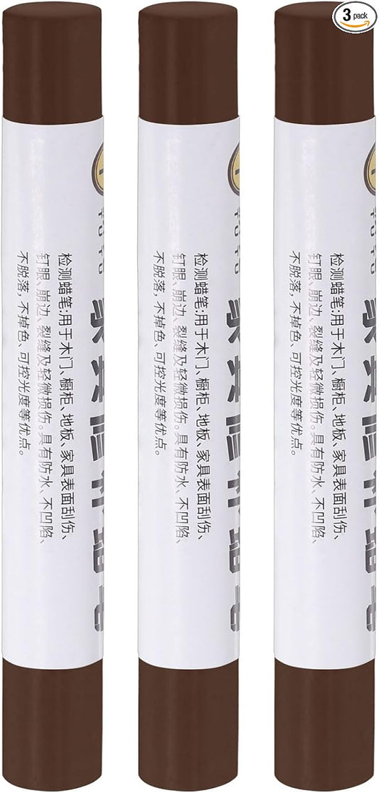 uxcell Furniture Repair Crayons, 3Pcs - Wood Wax Filler Stick, Furniture Markers Touch Up - for Scratches Holes Tables Desks Wooden Floors Cover Ups, Deep Black Brown