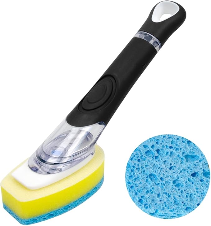 CELOX Dish Sponge with Handle, Soap Dispensing Dish Sponge