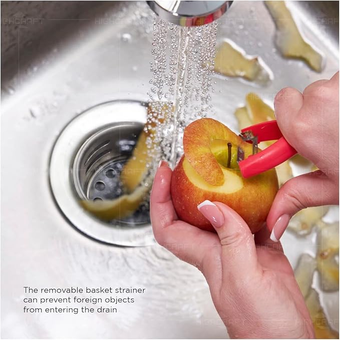 Highcraft 9773 Bar/Prep Sink 2 1/2 Junior Duo Stainless Steel Drain Assembly with Strainer Basket and Rubber Stopper