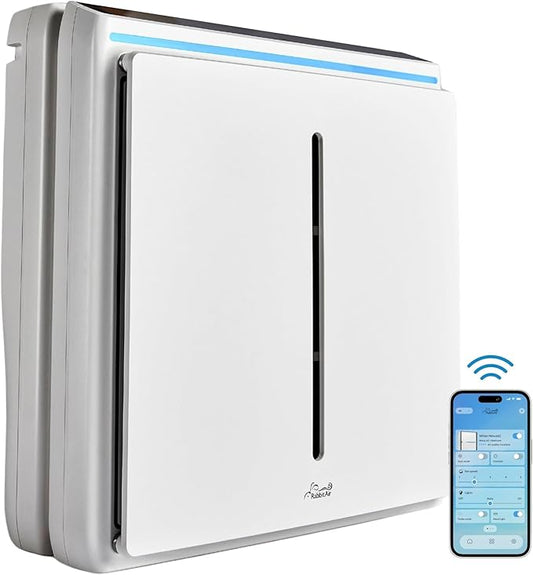 Rabbit Air, A3 SPA-1000N Air Purifiers for Home, Ultra Quiet HEPA Air Purifier - Wall Mountable Air Purifiers for Home Large Room, Allergies, Dust, Mold, Smoke & VOCs - (White, Pet Allergy Filter)