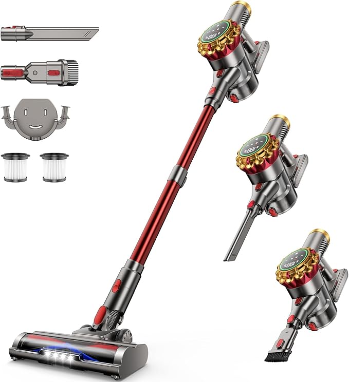 Cordless Vacuum Cleaner 580W 50Kpa Vacuum Cleaners For Home, 65 Mins Battery Stick Vacuum Led Panel, Anti-Tangle, Self-Standing, 8-In-1 Lightweight Vacuum For Hardwood Floor/Carpet/Pet Hair -Y