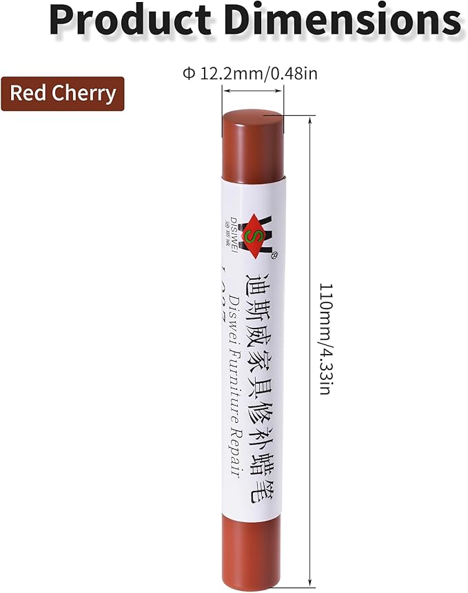 Wood Filler Sticks Red Cherry Furniture Scratch Repair Crayons Wood Floor Repair Wax Filler Sticks Furniture Repair Wax Crayons for Wooden Furniture, Floors, Cabinets & Tables