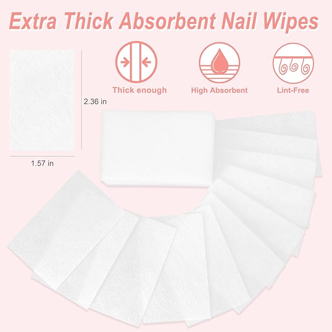 Eyxformula 270 Pcs Lint Free Nail Wipes - Thick and Absorbent Gel Polish Removal Cotton Pads Nail Supplies for Home & Salon Manicure