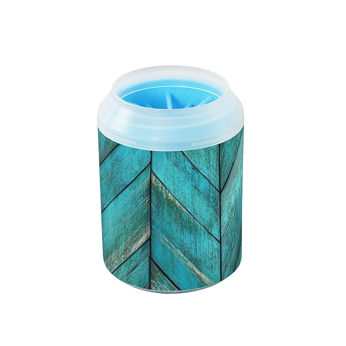 Dog Paw Cleaner Cups for Dogs Pets Foot Washer Paw Scrubber for Medium Small Dogs Cats Cleaning Cup Teal Sea Color Wood