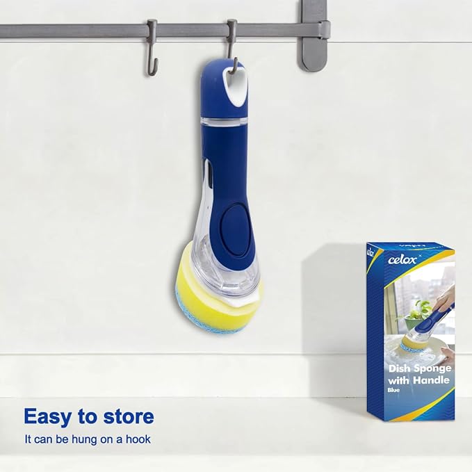 CELOX Dish Sponge with Handle, Dish Sponge with Soap Dispenser