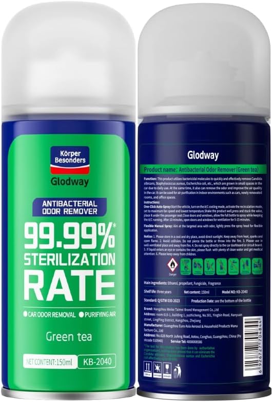 Glodway Air Refresher,Odor Eliminator Remover Spray,Odor Remover,Green Tea Long-Lasting Scent For Home,Couch,Mattress,Furniture, bathroom,Fabrics & Trash,6 Ounce,2 pack