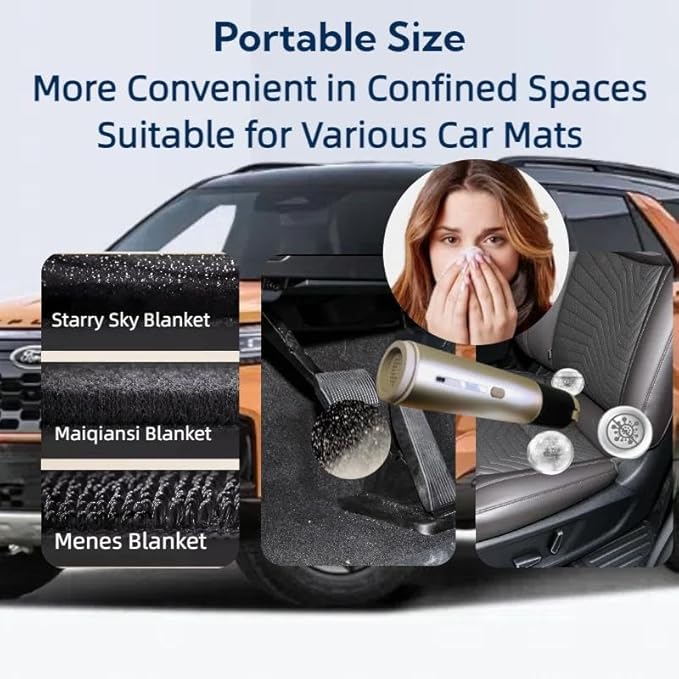 Portable Cordless Car Vacuum Cleaner Suction Power 19000Pa with Brushless Motor, Handheld Mini Vacuum Cleaner with Multiple Attachments, 3 Suction Modes,Rechargeable (Black)