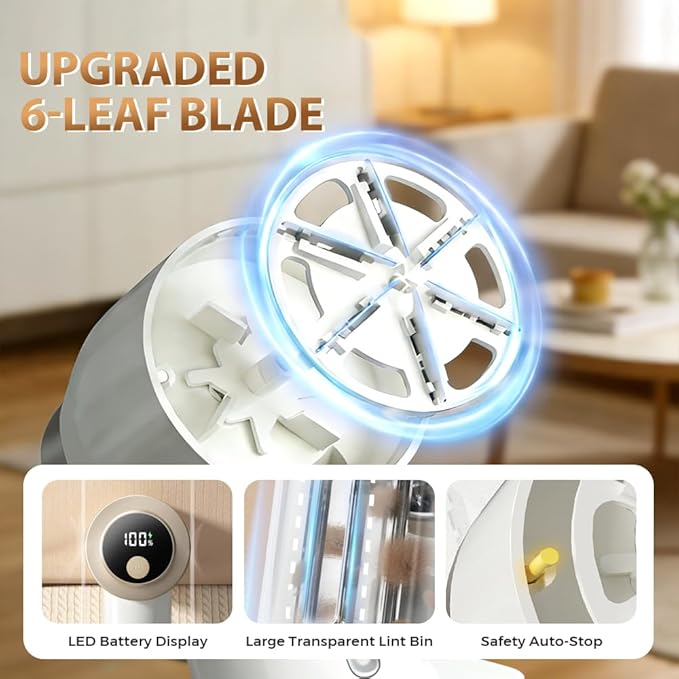 Rechargeable Fabric Shaver for Clothing with Smart LED Display, 2026 New 2 in 1 Suction and Shave Technology Clothes Shaver, Lint Shavers with 3 Speeds for Clothes, Couch, Furniture (A)