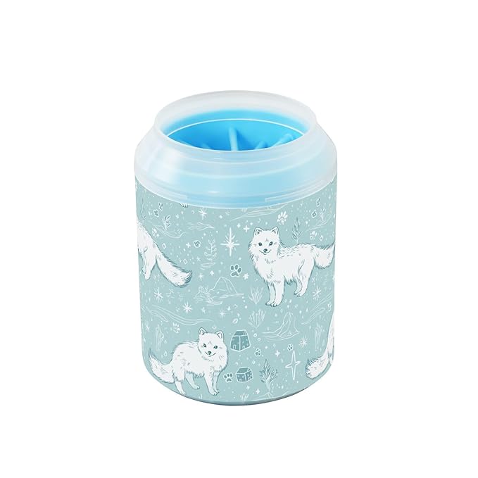 Dog Paw Cleaner Cups for Dogs Pet Foot Washer Paw Scrubber for Medium Small Large Dogs Cats Cleaning Cup Blue Foxes Arctic Symbols