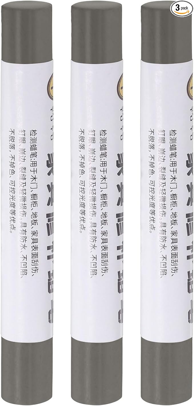 uxcell Furniture Repair Crayons, 3Pcs - Wood Wax Filler Stick, Furniture Markers Touch Up - for Scratches Holes Tables Desks Wooden Floors Cover Ups, Medium Gray