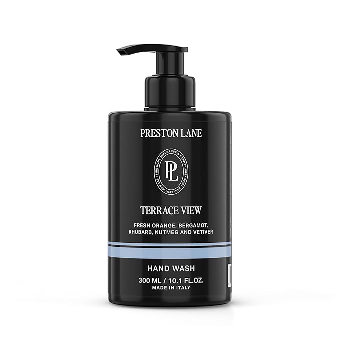 Preston Lane Luxury Hand Wash, Terrace View Scent – Hydrating & Nourishing Formula with Organic Oils, Active Kiwi & Apple Water, and Vegetable Glycerin | Gentle Cleansing, Vegan & Cruelty-Free
