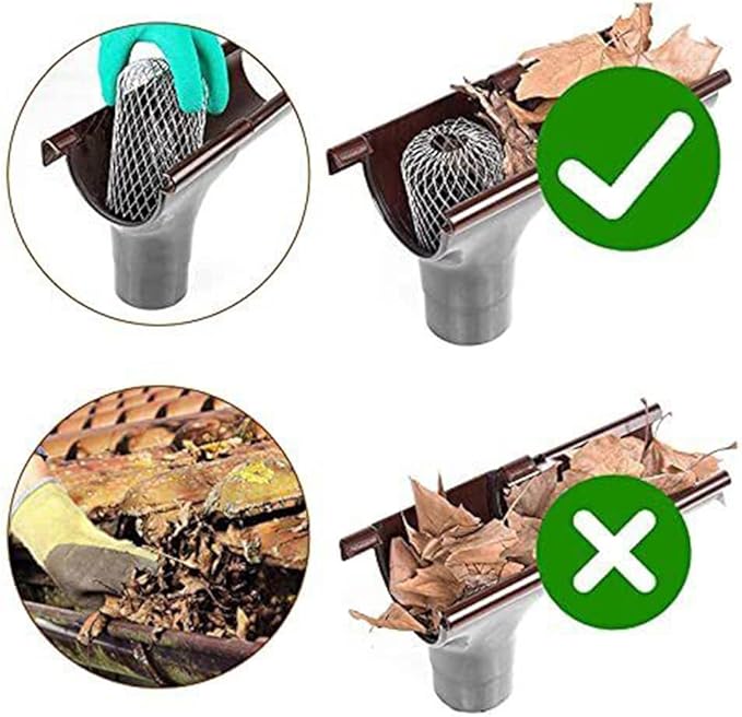 10 Pack Gutter Downspout Guards 3.5 Inch Adjustable Aluminium Filter Strainer, Expandable Gutter Strainer for Preventing Blockage Leaves Debris Drain Net Cover Gardening Tools
