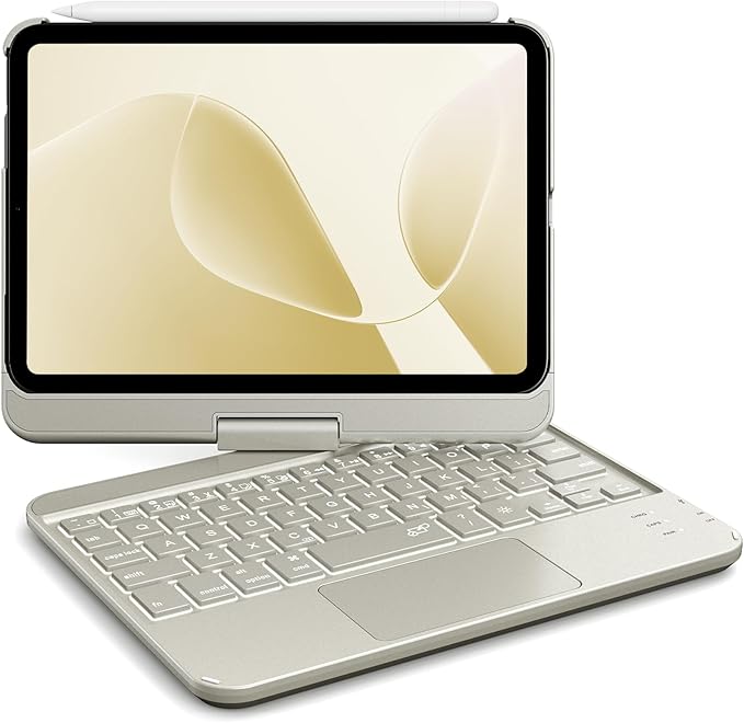 GreenLaw Keyboard Case for iPad mini 7(2024) & Mini 6 (2021) 8.3", Smart Touchpad, 7 Color Backlit, Type-C Rechargeable, 360° Rotate Keyboard Case for iPad mini 7th/6th Generation, Starlight
