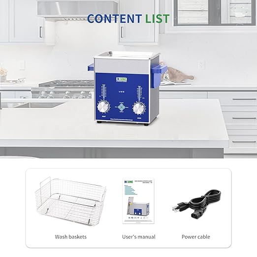 DK SONIC Industrial Ultrasonic Cleaner 2L,60W Commercial Ultrasonic Jewelry Cleaner with Encoded Timer, Heater& Basket, Multi-Application for Jewelry, Glasses, Chains, Watches