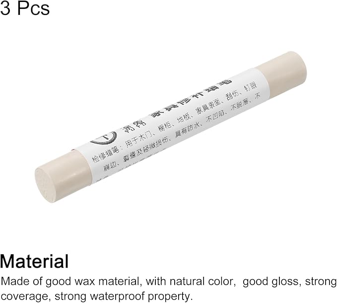 uxcell Furniture Repair Crayons, 3Pcs - Wood Wax Filler Stick, Furniture Markers Touch Up - for Scratches Holes Tables Desks Wooden Floors Cover Ups, Grey White Oak