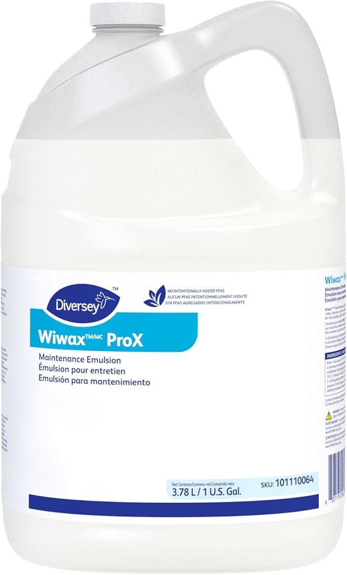Diversey 101110064 Wiwax ProX Floor Cleaning & Maintenance Emulsion Liquid, Commercial Strength Sealer for Rubber, Concrete & Stone Floors, Concentrate, 1-Gallon (Pack of 4)