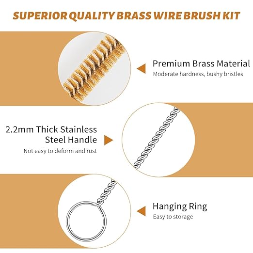 7-Pieces Brass Wire Bottle Brush Brass Pipe Cleaner, 12 Inch Long Wire Brushes for Cleaning Metal, Tubes, Bottle, Auto Parts (6mm/8mm/10mm/12mm/15mm/18mm/20mm)