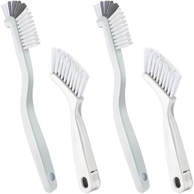 Patelai 4 Pieces Cleaning Brush Sets Small Scrub Brush Household Use for Cleaning Bottle Sink Kitchen Sink Corner Dish Edge Grout Bathroom Sliding Door Window Track(White)